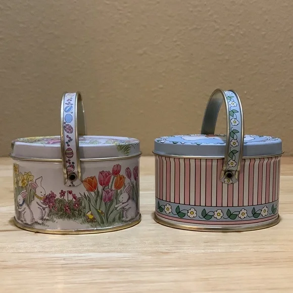 Small Easter tins with lids and handles. bunnies, Van Duyn chocolates. - Picture 10 of 16
